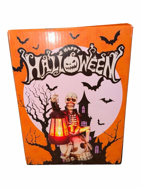 Other - NIB Light Up Halloween Skeleton Sitting on Skull Lantern Decor
